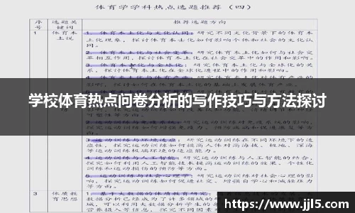 学校体育热点问卷分析的写作技巧与方法探讨